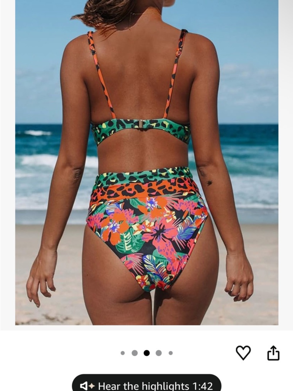 Tropical Leopard Print High-Waist Bikini Set - Multi from Amazon brand Hilinker - Picture 2 of 5